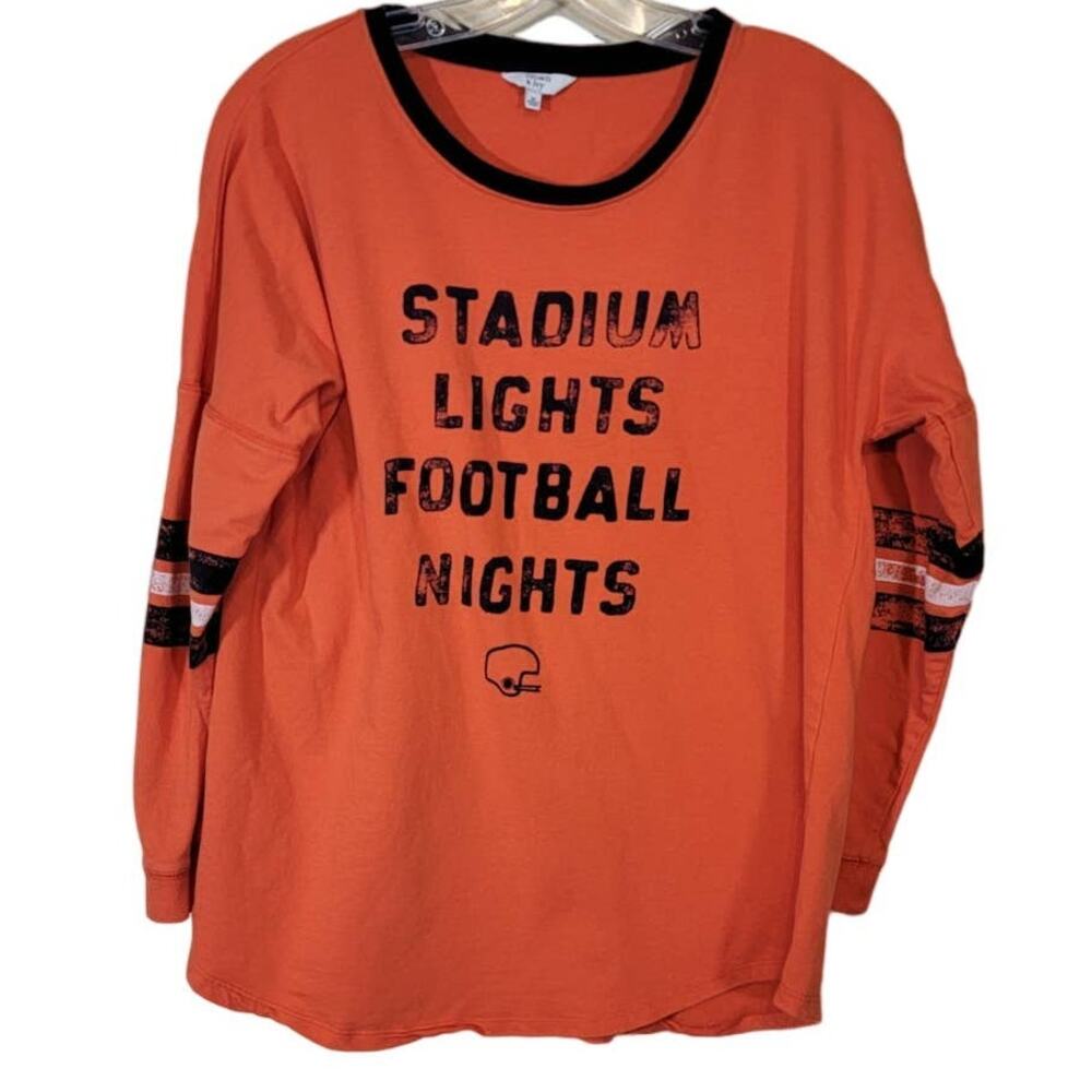 Crown & Ivy Stadium Light Football Night Graphic Print T-Shirt Orange Medium